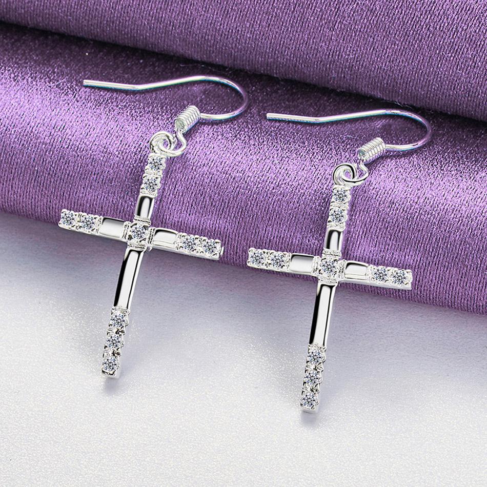 

CHSHINE серьги из стерлингового серебра 925 пробы с крестом для женщин, свадебные и помолвочные модные очаровательные ювелирные изделия 4.00*1.70cm