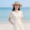 Sancai Women's Plus Size Embroidered A-Line Midi Dress