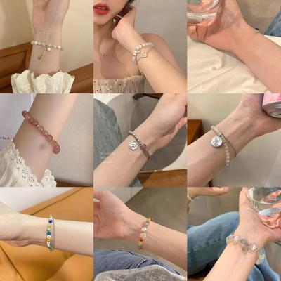 2024 Hand-Colored Bead Bracelet: Niche Design with Pearls and Textured Hundred-String Elegance