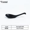 A5 Black Matte Melamine Long Handle Soup Spoon - Food Grade Porcelain Imitation for Restaurants, Hotels, and Hot Pots.
