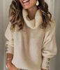 Felpa con cappuccio in maglia tinta unita a collo alto da donna Autunno/Inverno 2024