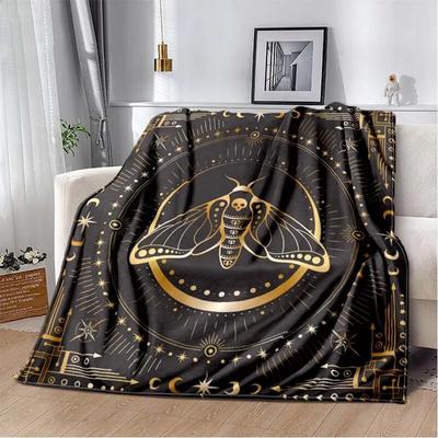 Gothic Todes Motte Schädel Kopf Blanket - Lightweight Flannel Throw for Sofa ,Digital Printed Blanket with Soft Flannel Fabric