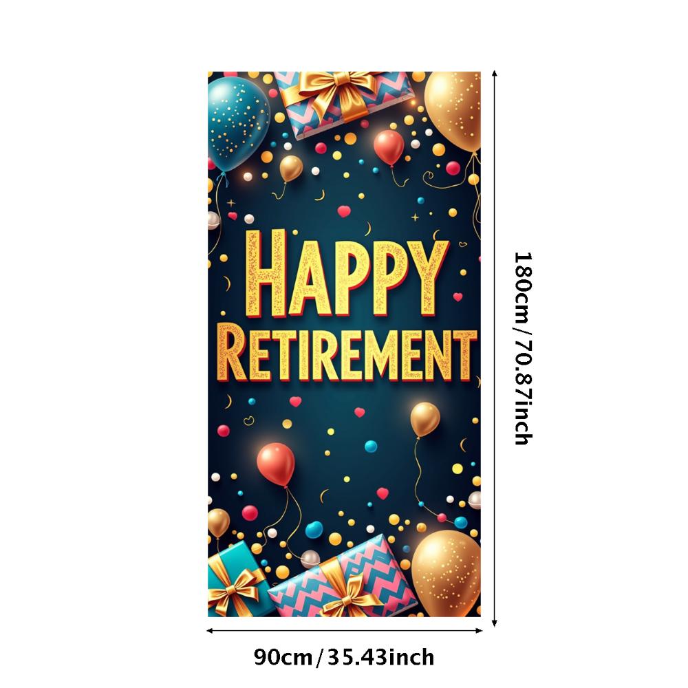 Happy Retirement Banner Balloons Retirement Theme Party Celebration Decoration Backdrop Photography Background Prop Wall Poster