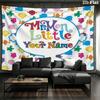 Mr Men Adventure Custom Name Wall Tapestry Aesthetic Wall Hanging Printed Fabric Blanket Decorative Tapestries For Bedroom Living Room Home Decor