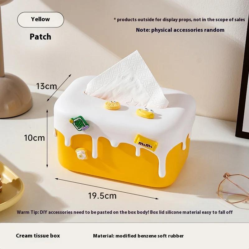 Portable Tissue Box Living Room Desktop Storage Paper Box Dopamine Creative Paper Towel Storage Box Household Daily Necessities