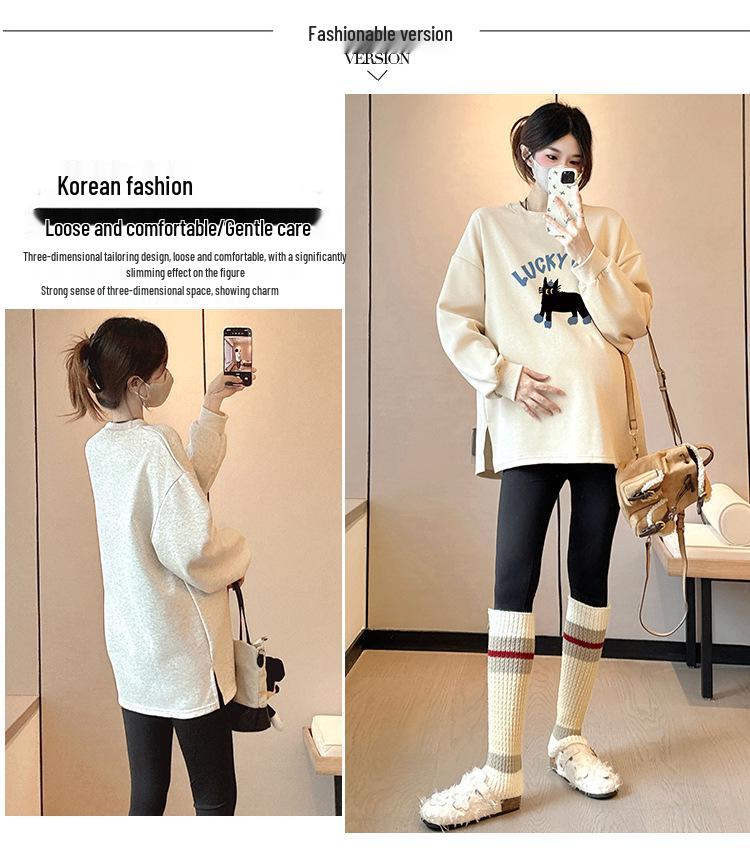 Trendy Maternity Sweatshirts - Loose, Stylish, Belly-Covering Wear for Moms, Autumn/Spring 2025.