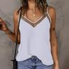 Women Tops Sling Spaghetti Straps V-Neck Mesh Splicing Loose Drape Cut Vest Soft Fabric Summer Casual Tank Tops