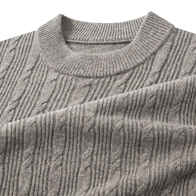 FAPAI Men's 100% Lambswool Thick Crew Neck Sweater
