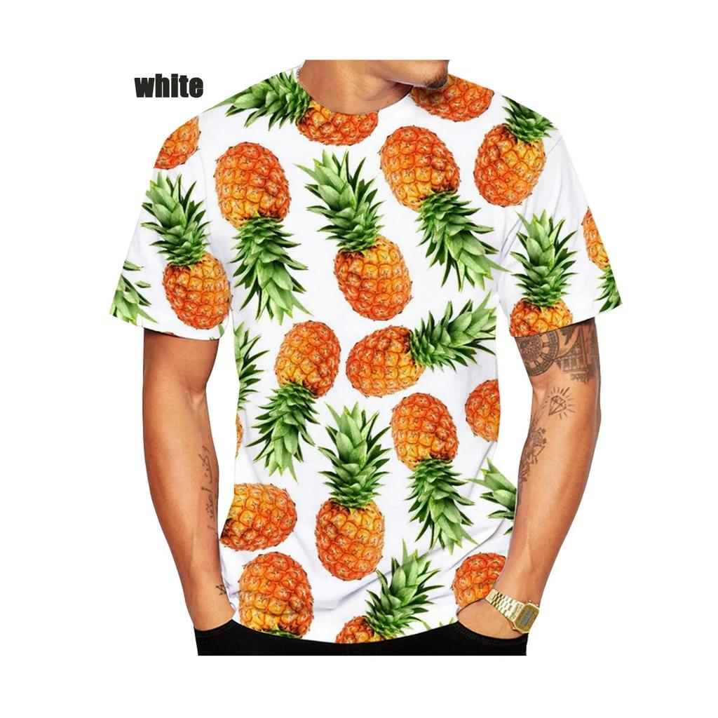 Summer Fruit Pattern 3D Printed Fun Creative Fashionable Pineapple Short-sleeved Outdoor Sports Quick-drying Breathable Men's T-shirts