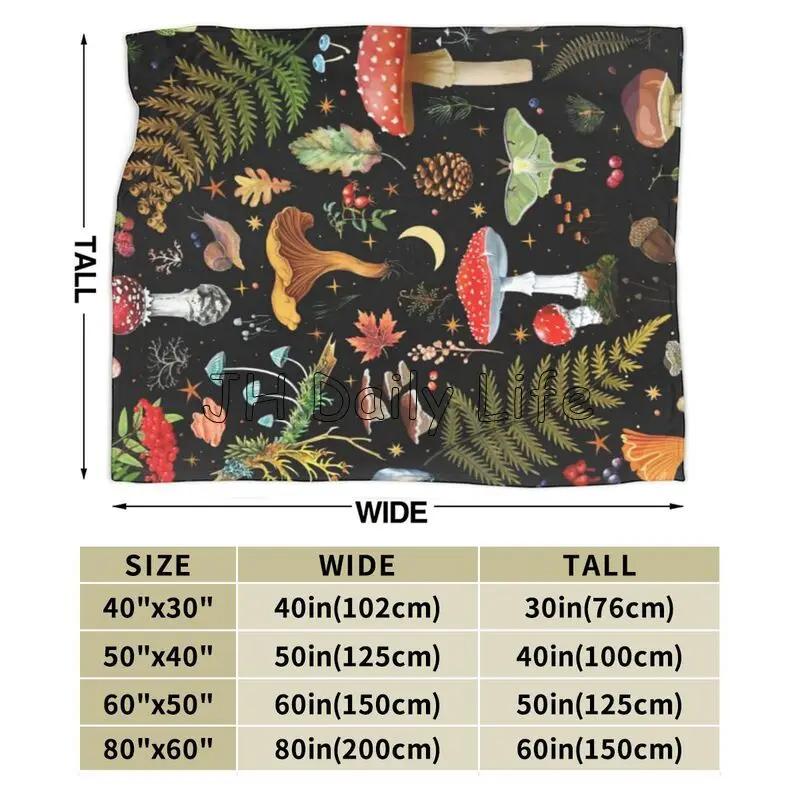 Mushroom Butterfly Flower Throw Blanket for Bed Living Room Sofa Couch Soft Warm Lightweight Cozy Plush Blankets Mushroom Decor
