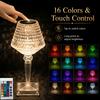 Portable Crystal Table Lamp with Touch Control/Remote Dual Control RGB16Light Color Type LED Desk Lamp, Night Light, Ambient Lighting fixture3Adjust