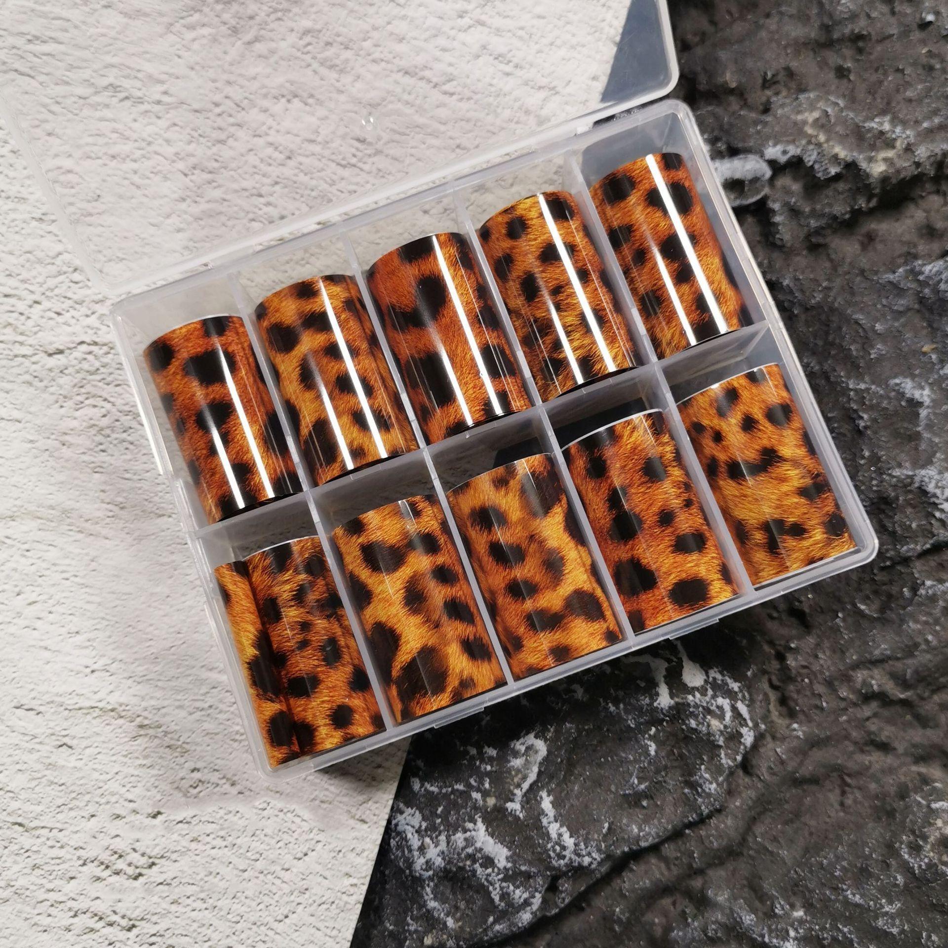 DIY Manicure Autumn Transfer Paper Tortoiseshell Nail Foil Amber Leopard Stickers 02