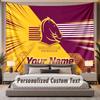Custom Name Text Tapestry Brisbane Broncos Personalized Polyester Wall Tapestry For Bedroom And Room