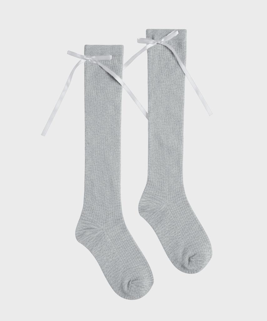 HUGDAY Ribbon Cotton Ribbed High Socks
