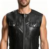 Men's PU Leather Vest European and American Motorcycle Cycling Vest Jacket Pocket Trim Side Belt Vest
