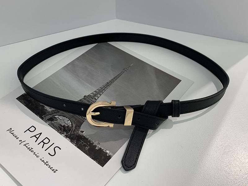 

Womens Fashionforward Belt With Sleek Pin Buckle Available In Black And Brown Colors