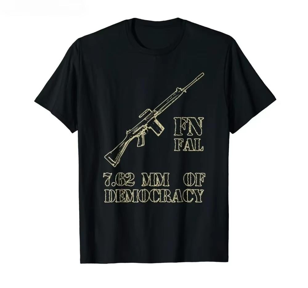 

D Summer T-Shirts Fn Fal Fan T Shirt 7.62 Mm of Democracy New Brand Summer Men Clothing Graphic Tee Shirt 4XL