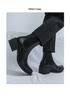 Men's Large Size Pointed Toe Leather Chelsea Boots with Thick Soles and High Heels - British Style Height Increasing Short Boots.