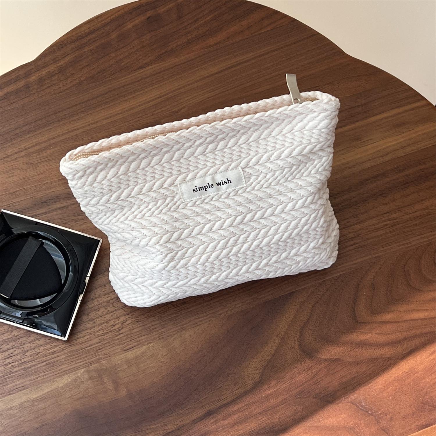 

Women Travel Toiletry Bag Organizer Makeup Case Beauty Case Elegant Fashion Korean Canvas Clutch Cosmetic Pouch Case белый