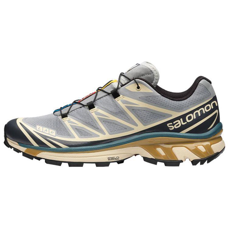 Salomon XT-6 Retro Outdoor Fabric Synthetic Leather Non-Slip Wear-Resistant Low-Top Casual Trail Running Shoes Unisex Sneakers Sand-Gray 414551