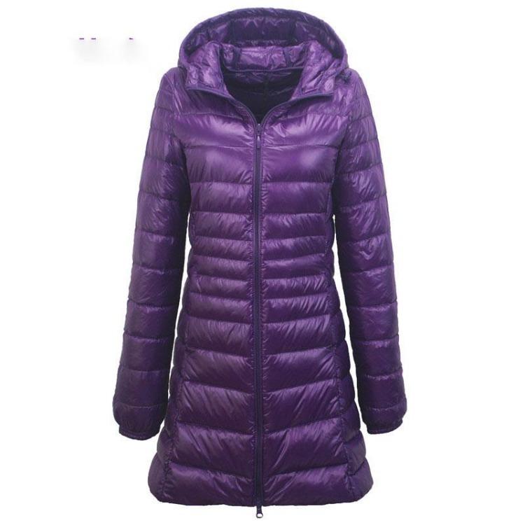 Ultra Light Hooded Long Down Jacket Women Winter Plus Size Coats Female Big Size Down Coat