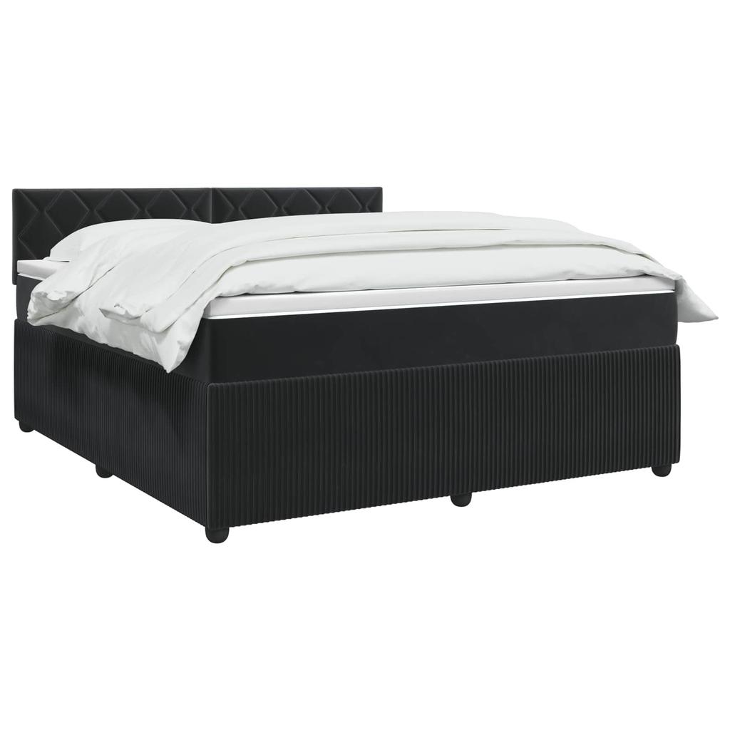 Box Spring Bed with Mattress Black 140 X 200 Cm Velvet