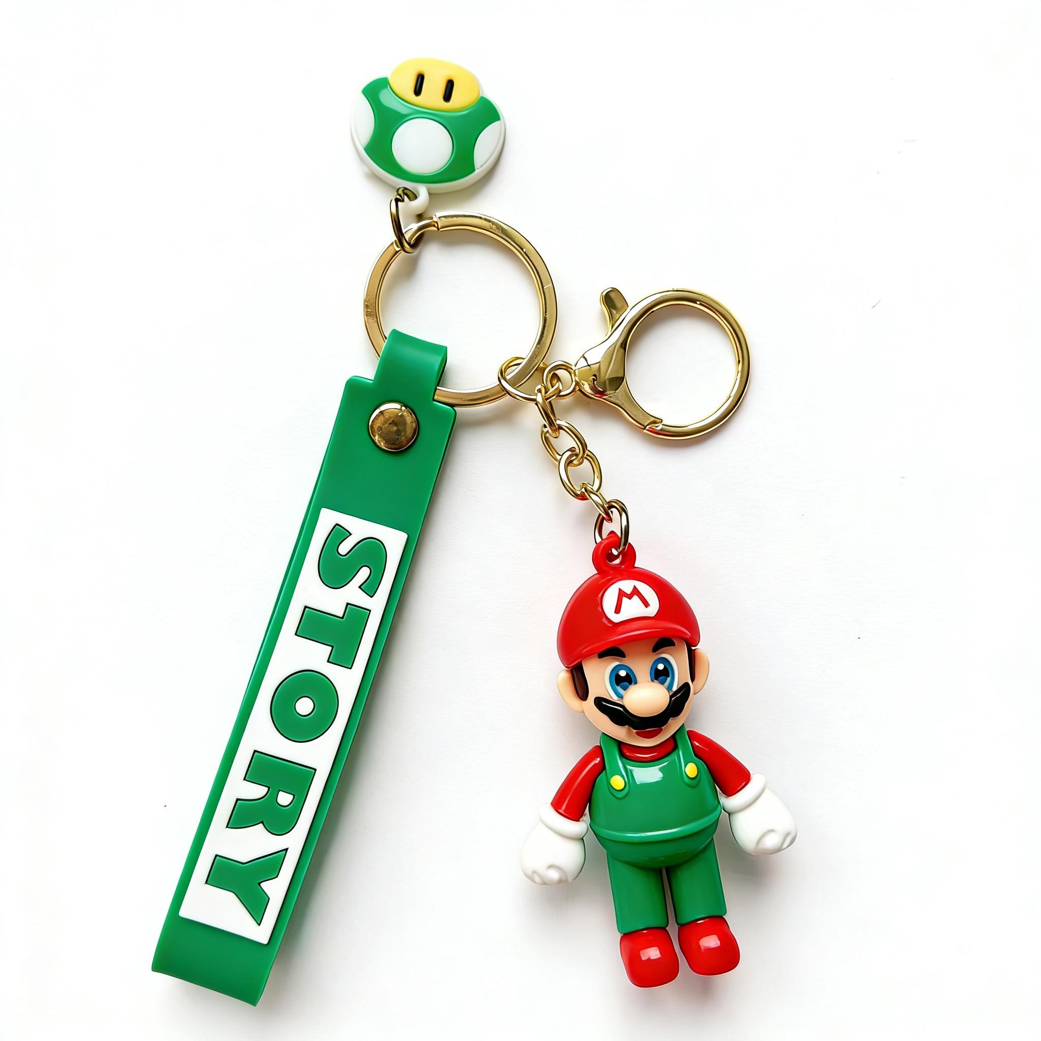 

New Keychain Mario Bros Luigi Toad Yoshi Bowser Action Figure Model Accesoriospvc Cartoon Bag Doll Pendant Toys Gift (As shown-17477)-