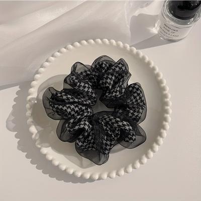 Houndstooth Pattern Hair Scrunchies Large Autumn Winter Hair Ropes Elegant Ponytail Holder Hair Accessories For Women