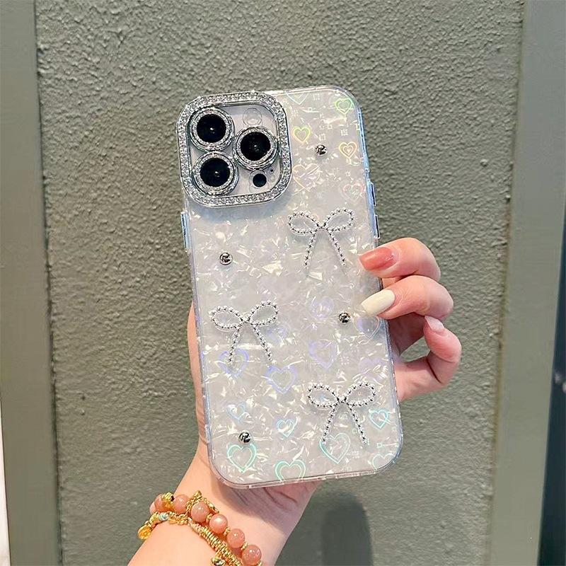 

Applicable to Iphone17 Rhinestone Kt Premium Sense Mobile Phone Case Apple 16 Bow Tie 15Promax Luxury Fashion Women s iPhone 11