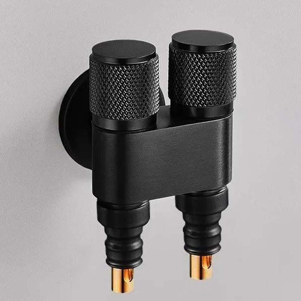 Universal Interface Double Outlet Valve Faucet Stainless Steel Shower Shut Off Valve 1/2 Interfaces Double-end Silver