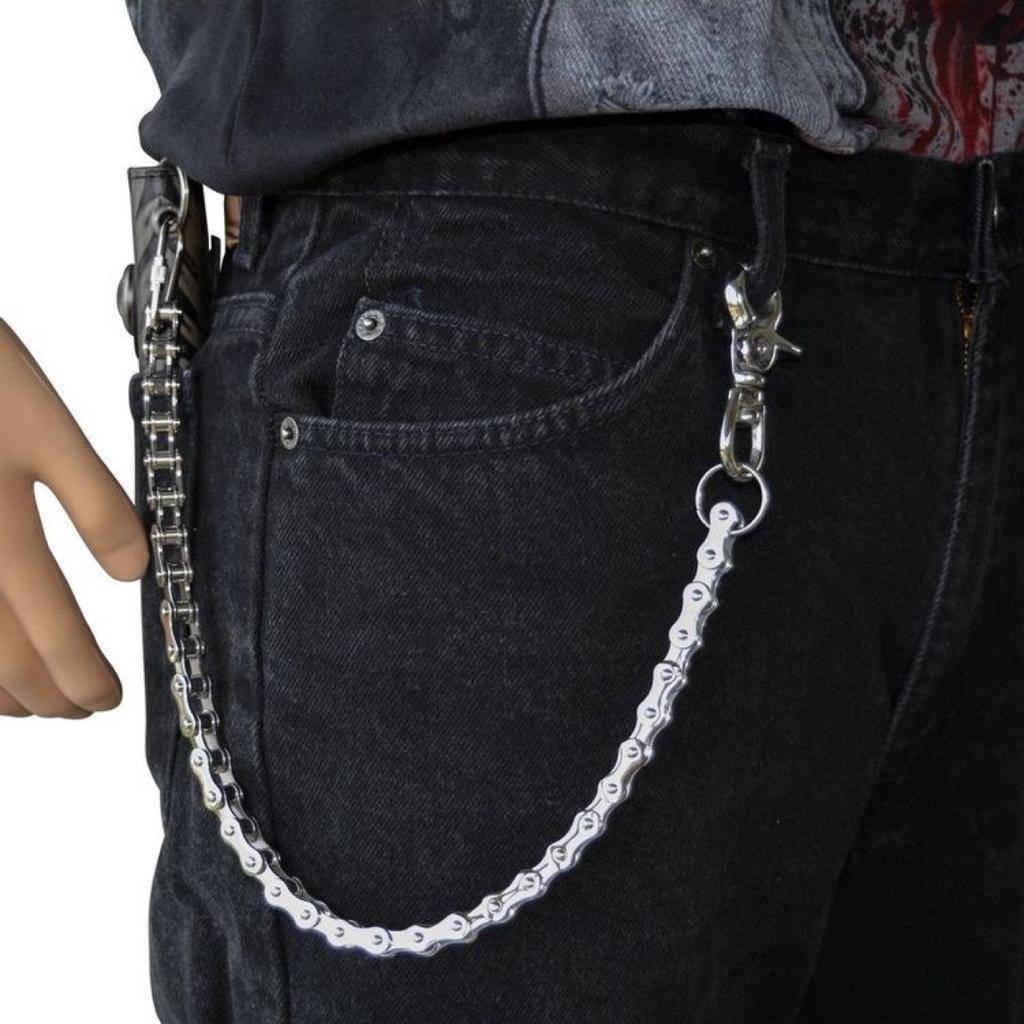 Double Layer Punk Hip Hop Pant Chain, Minimal Metal Waist Chain for Unisex Jeans
