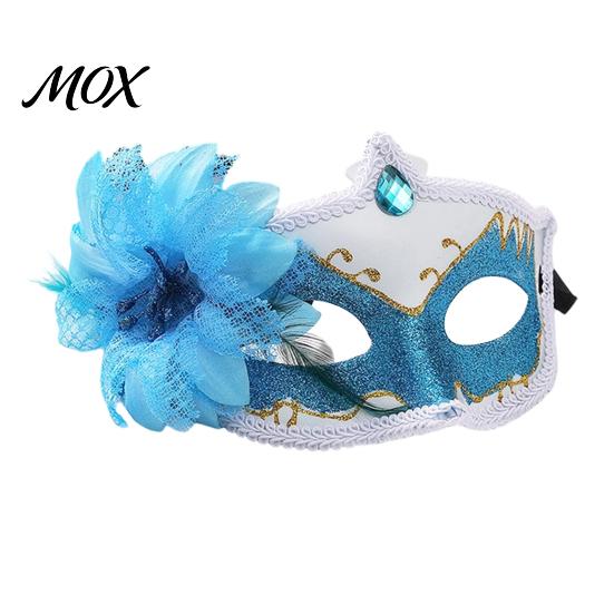 Fancy Dress Accessory Masquerade Masque for Women, Glitter Venetian Half Face with Side Floral Party Flower And Feather Halloween Costume, Mardi Gras,