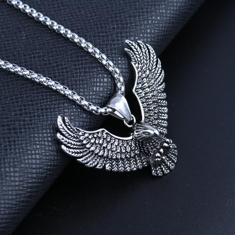 YQ 316L Stainless Steel Viking Eagle Pendant Necklace for Men Punk Gothic Jewelry