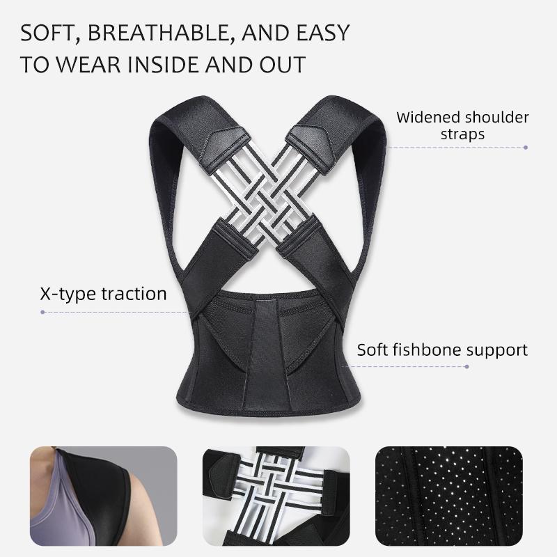 Vbosi Unisex Adjustable Back Support Shoulder Belt Posture Corrector for Sporty Comfort