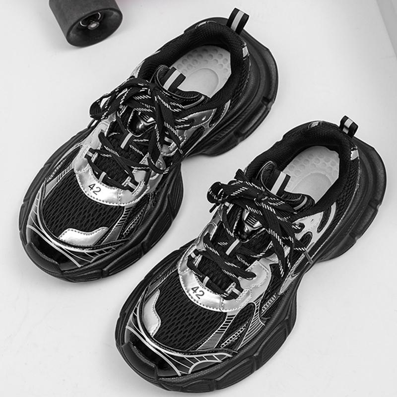 Paar Sportschuhe Dicke Sohle Mode Klassische Freizeitschuhe Verschleißfest Komfort Schnürschuhe Outdoor Laufschuhe für Herren Damen