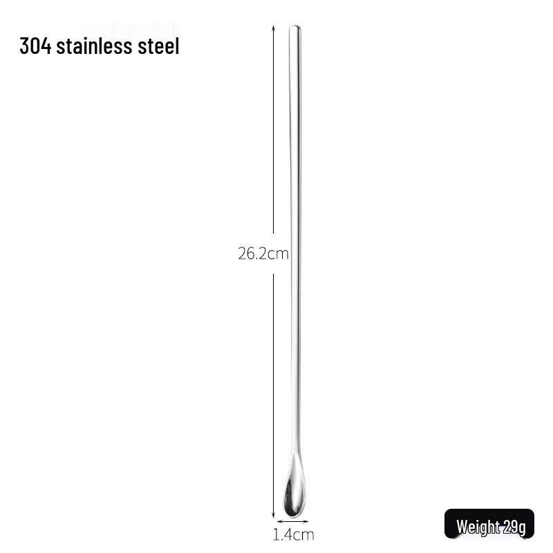 304 Stainless Steel Long Handle Stirring Spoon - Ideal for Coffee, Ice, Honey, Bar, Milk Tea, and Desserts.
