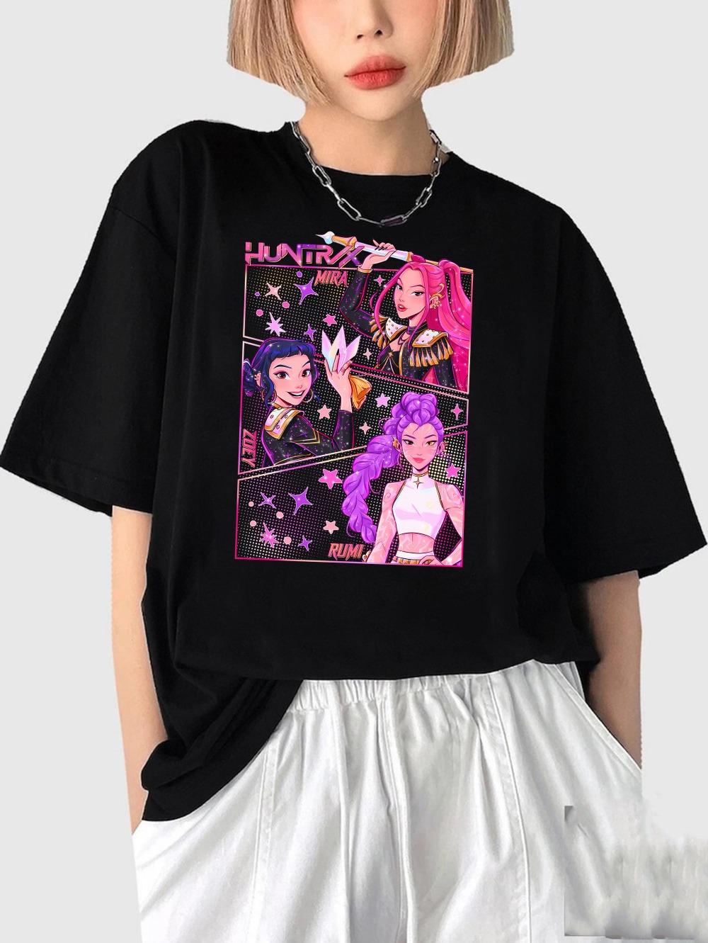 

Kpop Huntrix Kpop Охотники на демонов Saja Girls Аниме Любитель Подарок Мира Руми Зои Дерпи Тигр Png Футболка для фанатов Huntrix Kpop Huntrix M