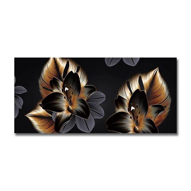 

Роскошный холст с черным сусальным золотом, абстрактные плакаты с растениями и принты, настенные художественные картины для дома, декора гостиной, без рамки 20*40cm