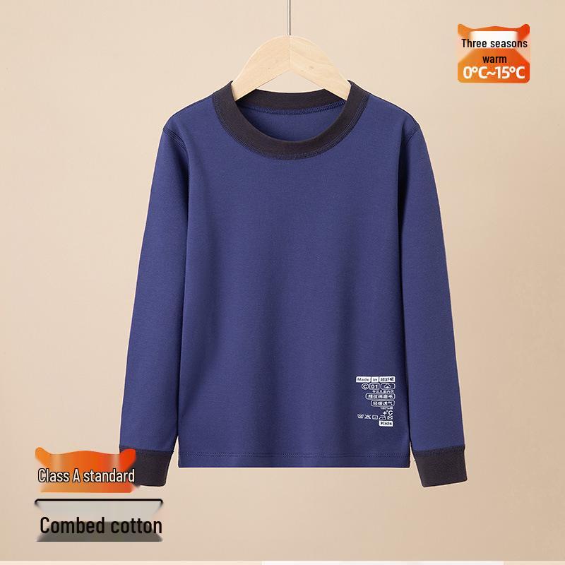 Kids' Warm Cotton Pajamas: Boys' and Girls' Long Sleeve Base Layer Shirts for Teens and Students