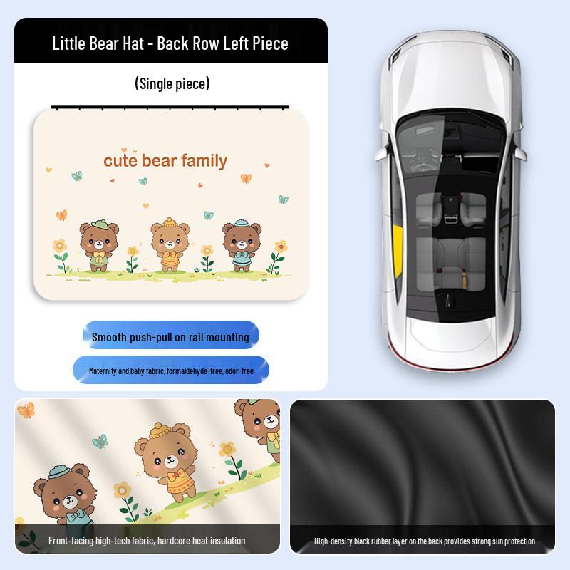 Car Sunshade Track Window Curtain - Interior Sun Protection & Privacy Blackout for Baby Stroller Side Windows
