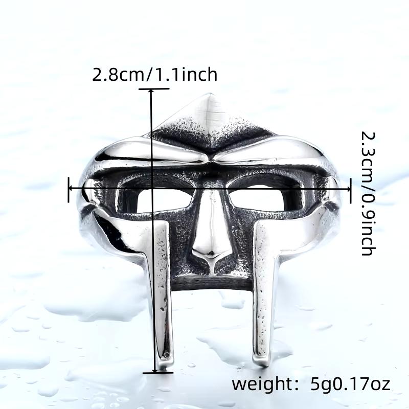 Anello regolabile con giuntura vintage Goth Mf Doom Mask per uomo Gladiatore Punk Faraone egiziano Anello aperto maschile Gioielli
