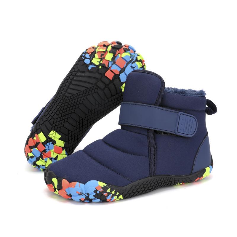 Winter Velcro velvet children's snow boots Korean version of casual cotton shoes with soft soles to keep warm boys and girls cotton boots versatile