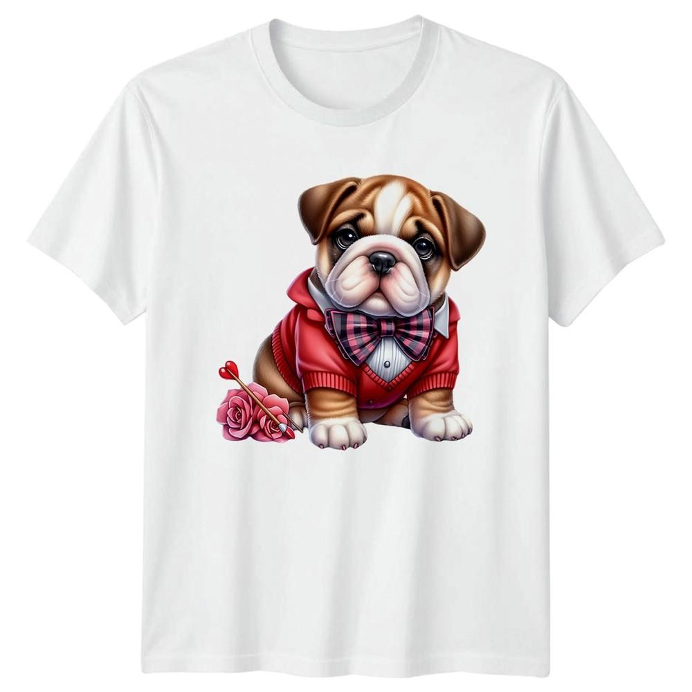 Bulldog Puppy Valentines Day Unisexs TShirt Unisexs Tee Graphic Unisex Top S