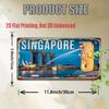 Printing, , Singapore Marina Bay and Merlion Scene Metal License Plate, Decorative Signs & Plaques , Vintage Aluminum Sign, P
