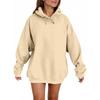 Women's Fashion Casual Solid Color Hooded Sweatshirt Long Sleeve Drawstring Pullover Sweatshirt