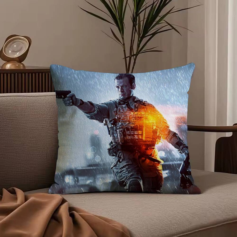 Hot Cool Games B-Battlefield Pillow Case Anti-dustmite Pillowcase Invisible Zipper Silky Short Plush Sofa Cushion Cover