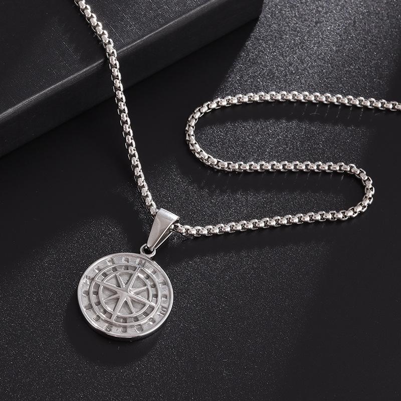 Compass Compass Retro Fashion Jewelry Pendant Necklace 60CM(Necklace Long)
