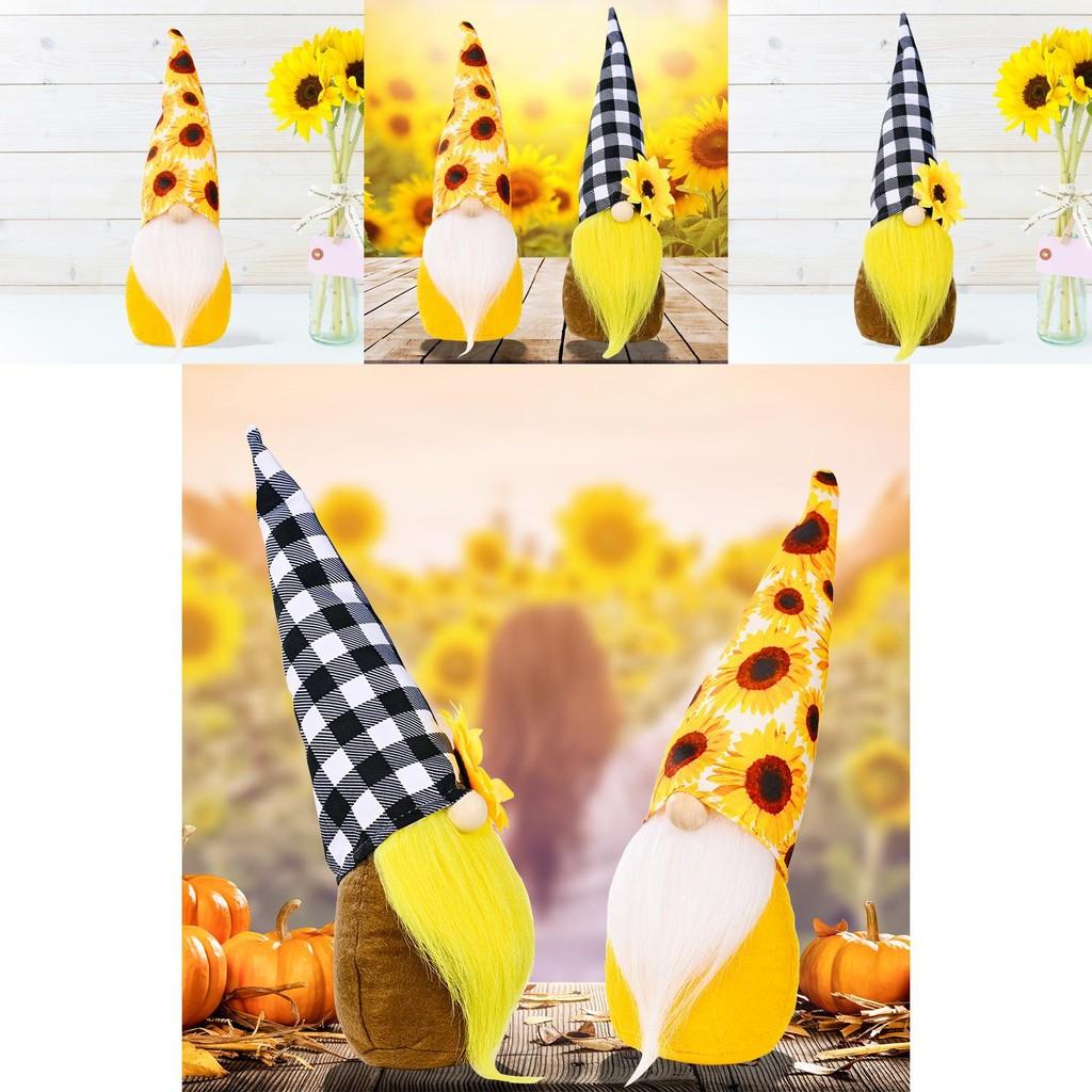Sunflower No Whimsical Face Gnome Decoration In Yellow Floral Hat Ideal For Thanksgiving Christmas And