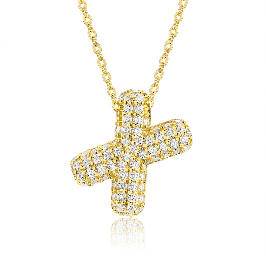 Letter Pendant Necklace 925 Silver Plated 18K Gold Collarbone Chain Fashionable Versatile Moissanite Chain