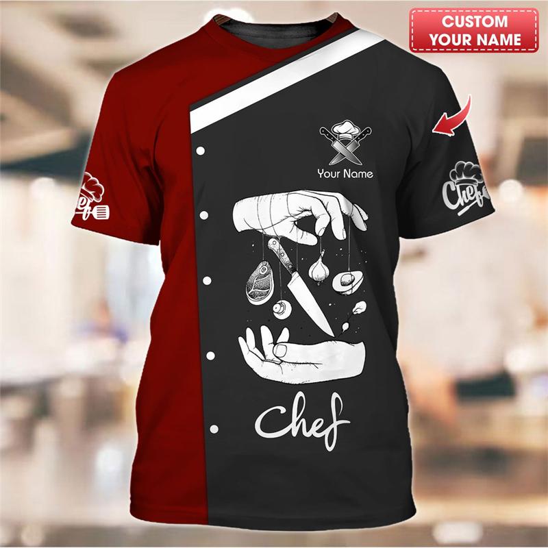 Chef Work T-shirt for Men Personality Pattern O-neck Funny T Shirts 3D Print Fashion Trendy Cook Tee Top Novelties 2025 New